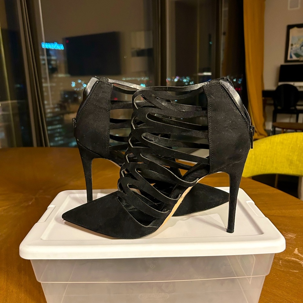Suede Cage Heel